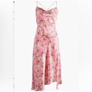 ASTR the label. Pink floral cowl-neck midi dress with side slit. Size small.